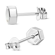 Mother of Pearl Hexagon Silver Stud Earrings, e373st